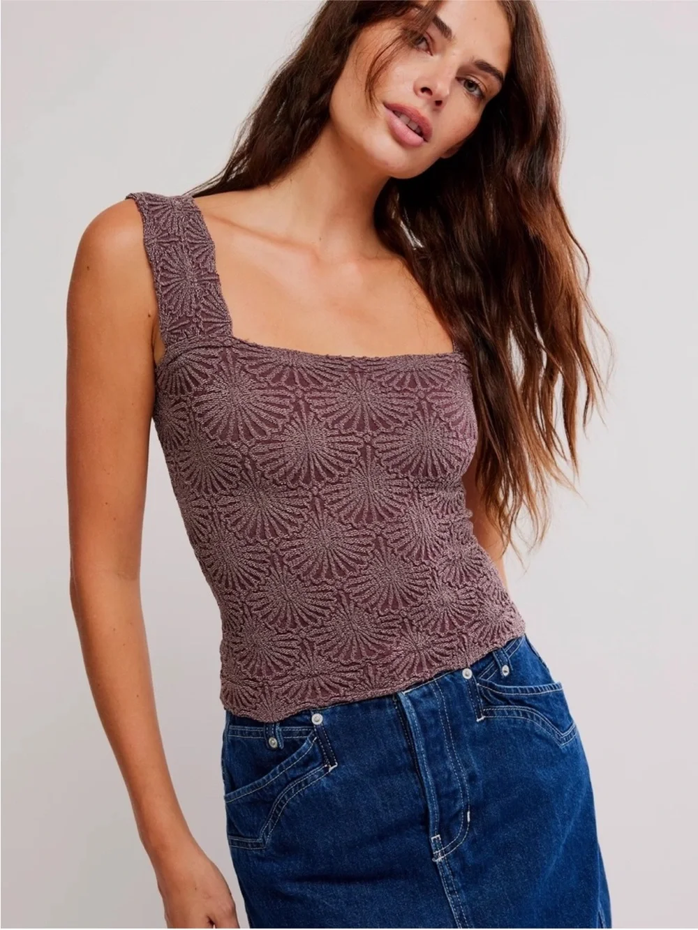 Free People Love Letter Lace Cami Vintage Grape